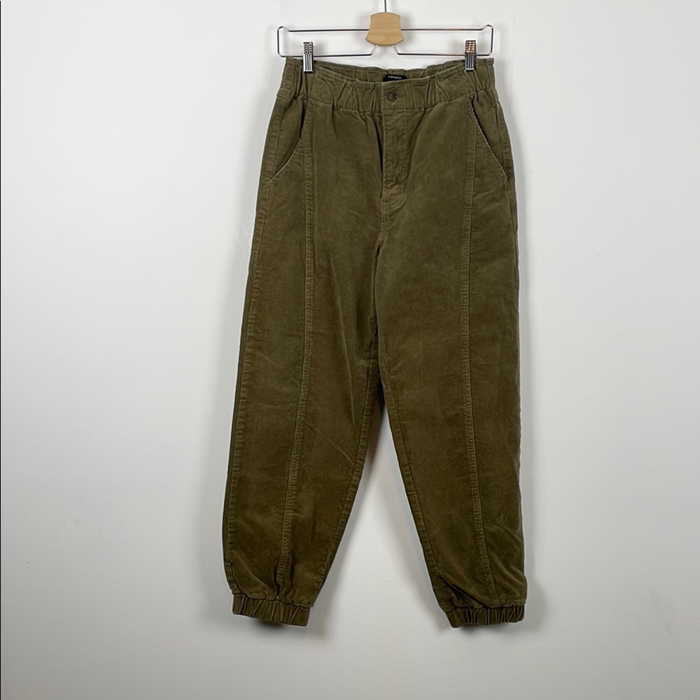 Forever 21 Bagger Jogger Olive Green Women's L 4 Pocket Casual Corduroy Pants